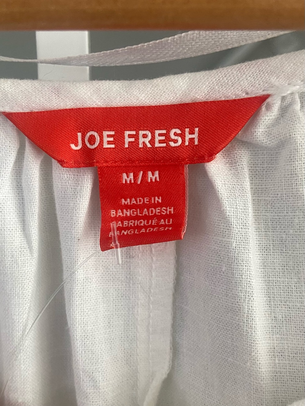 White Linen Cotton Mini Summer Dress Medium Ruched Waist Pockets NWOT - Picture 4 of 7